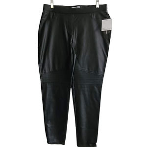 89TH & MADISON Black Coated Rayon Moto Pull-On Pants Women's Large NWT